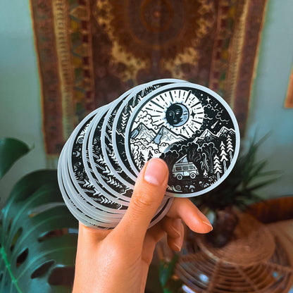 Yin, Yang, Fire, Van - Large Waterproof Sticker