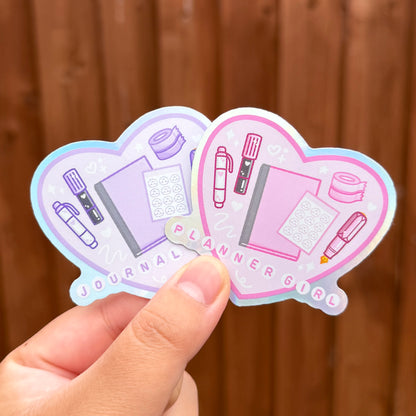 Journal & Planner Girl - Holographic Die Cut Stickers