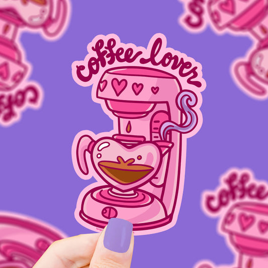 Coffee Lover Pink Coffee Machine Espresso Vinyl Sticker