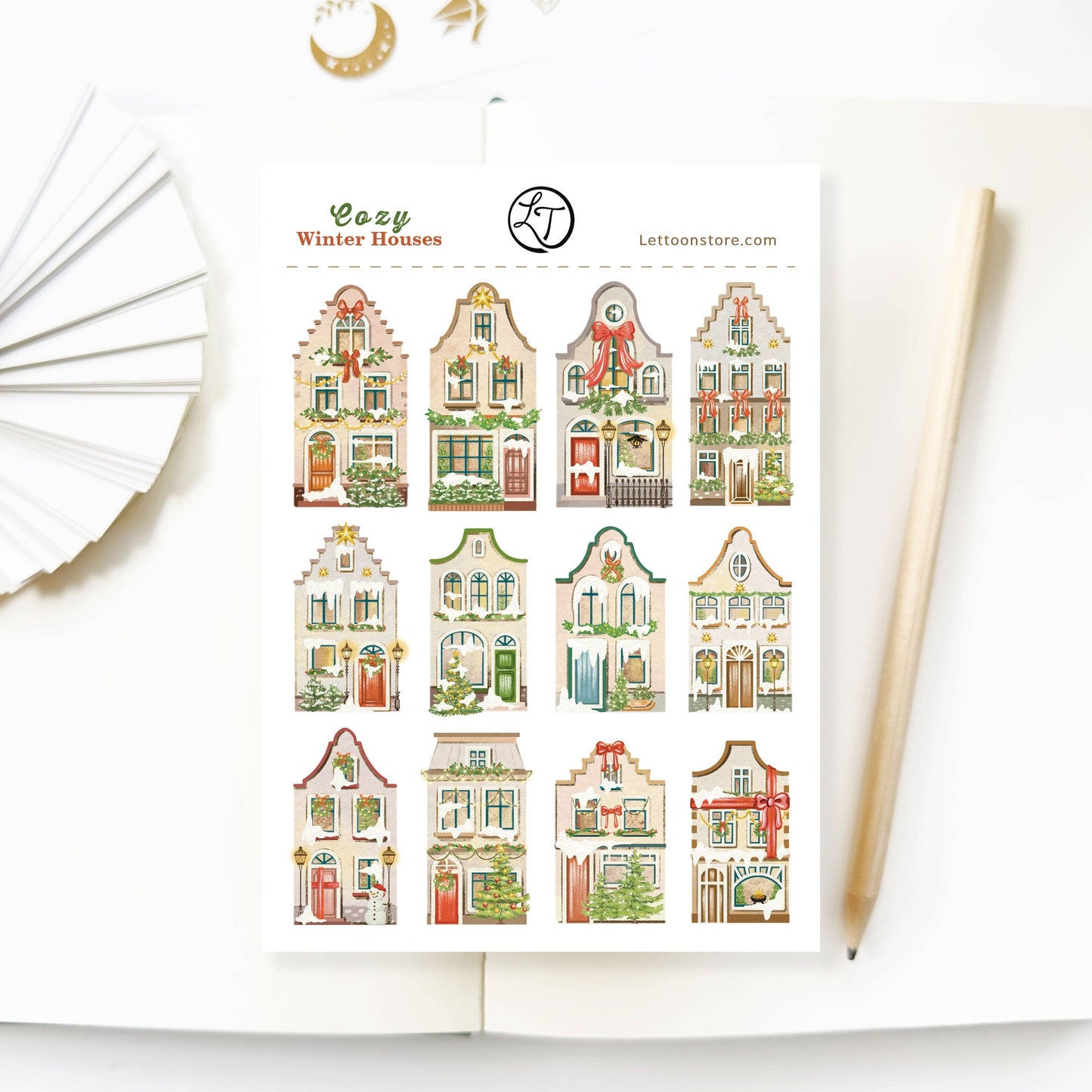 Cozy Winter Houses - Sticker Sheet