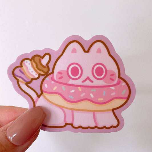 Donut Cat Vinyl Sticker