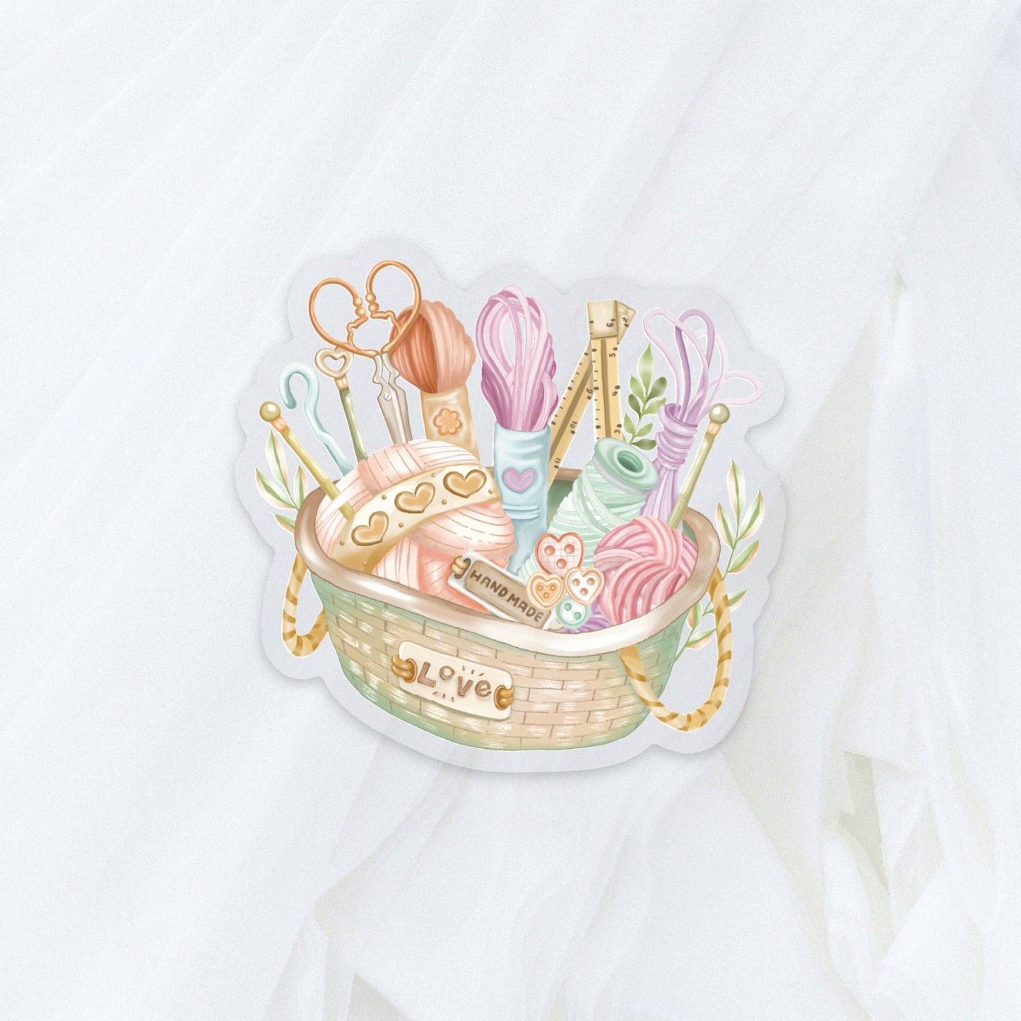 Knitting Basket - Clear Vinyl Sticker