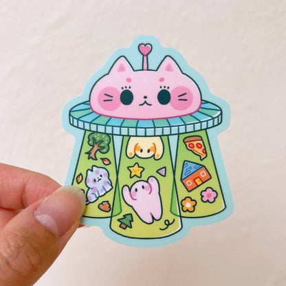 Kitty Cat UFO Vinyl Sticker