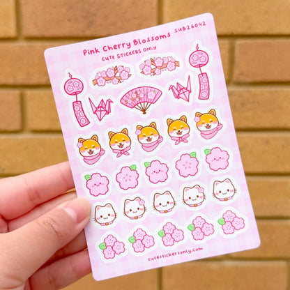 Pink Cherry Blossoms - Sticker Sheet