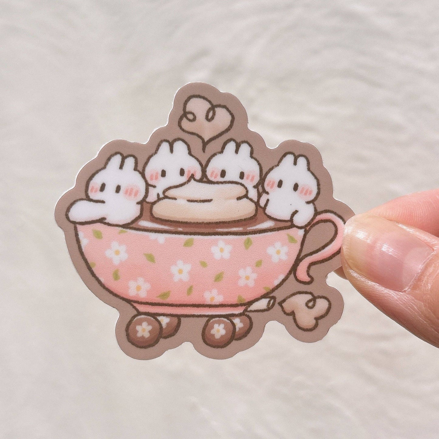 Teacup Bunnymobile Vinyl Sticker