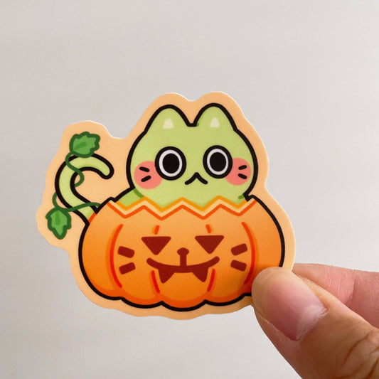 Pumpkin Cat Halloween Vinyl Sticker