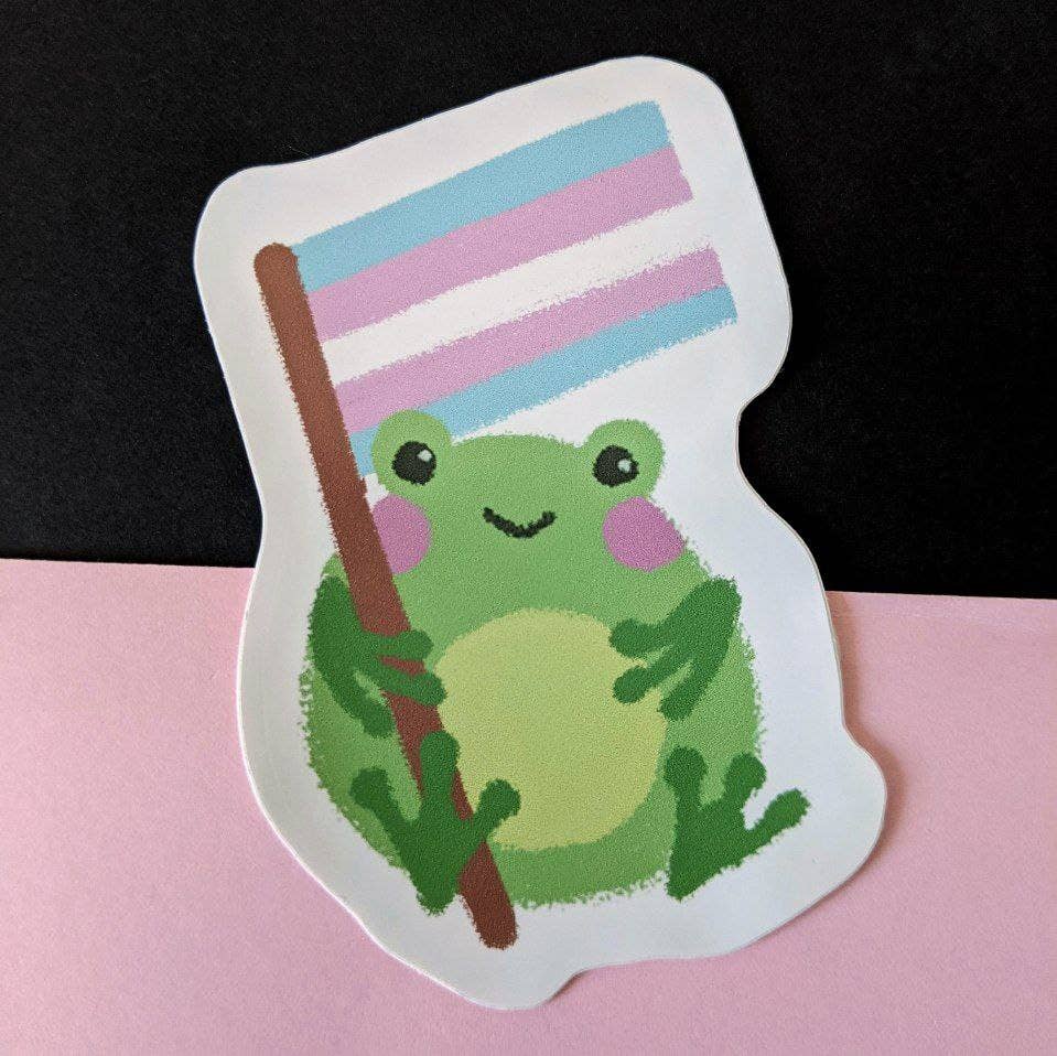 Frog Trans Pride Flag Waterproof Sticker