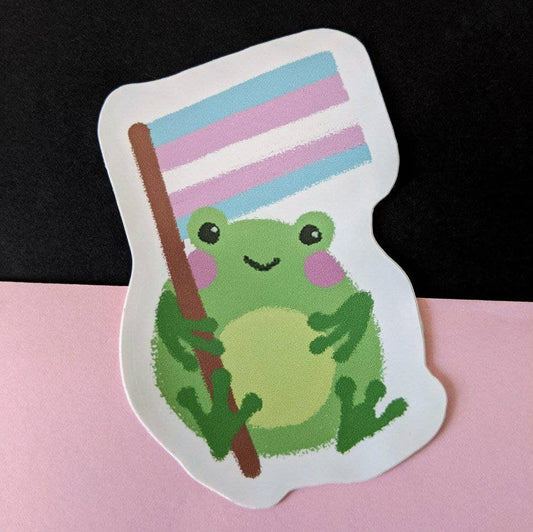 Frog Trans Pride Flag Waterproof Sticker