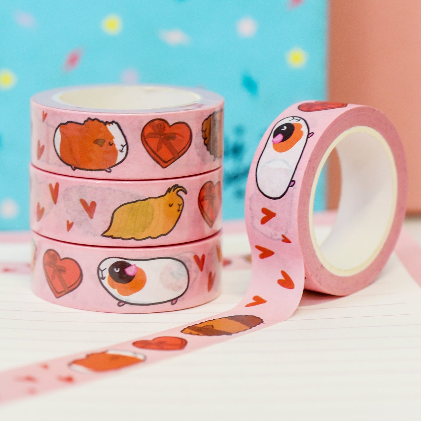 Love Hearts Valentines Guinea Pig Washi Tape