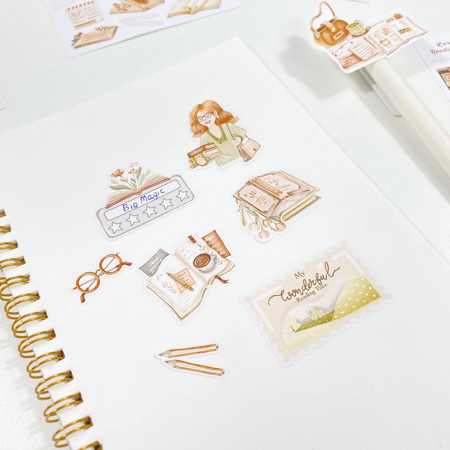 Lovely Reading Time - Sticker Sheet Set of 5 + Postcard