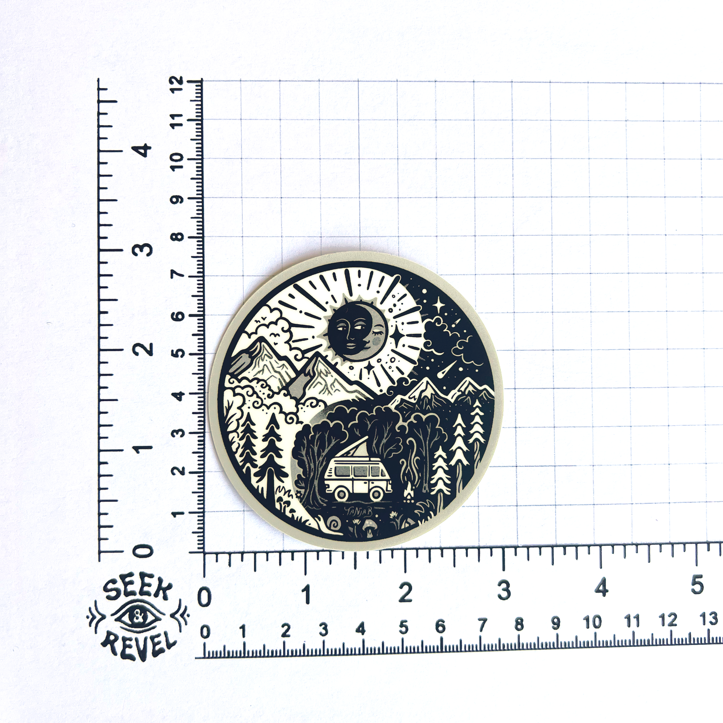 Yin, Yang, Fire, Van - Large Waterproof Sticker