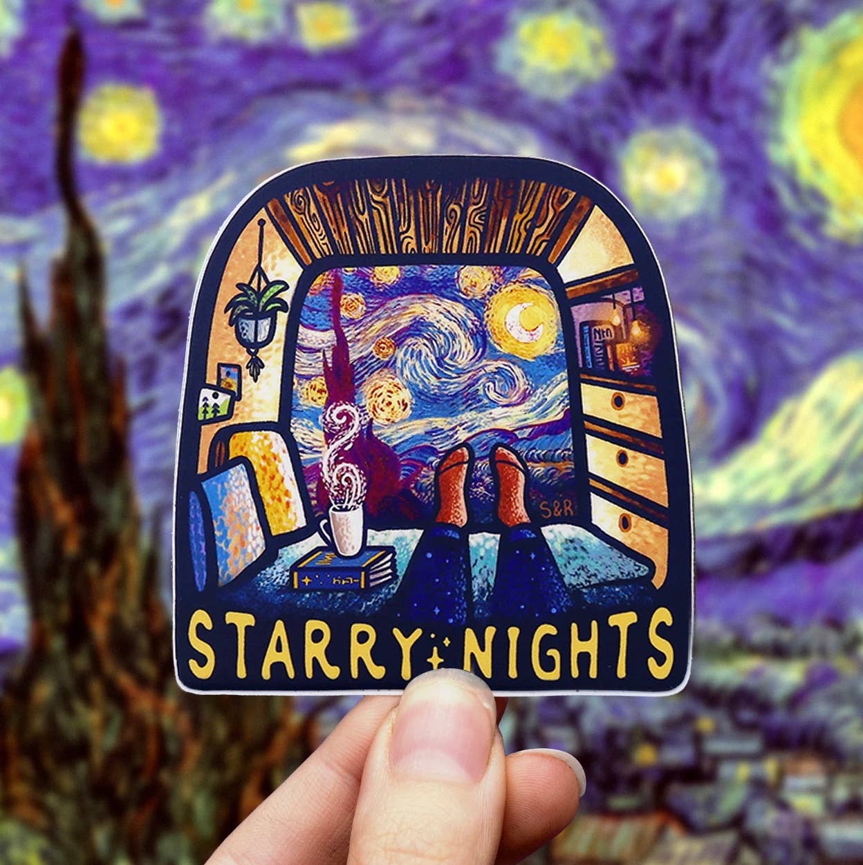 Starry Nights Vanlife - Large Waterproof Sticker