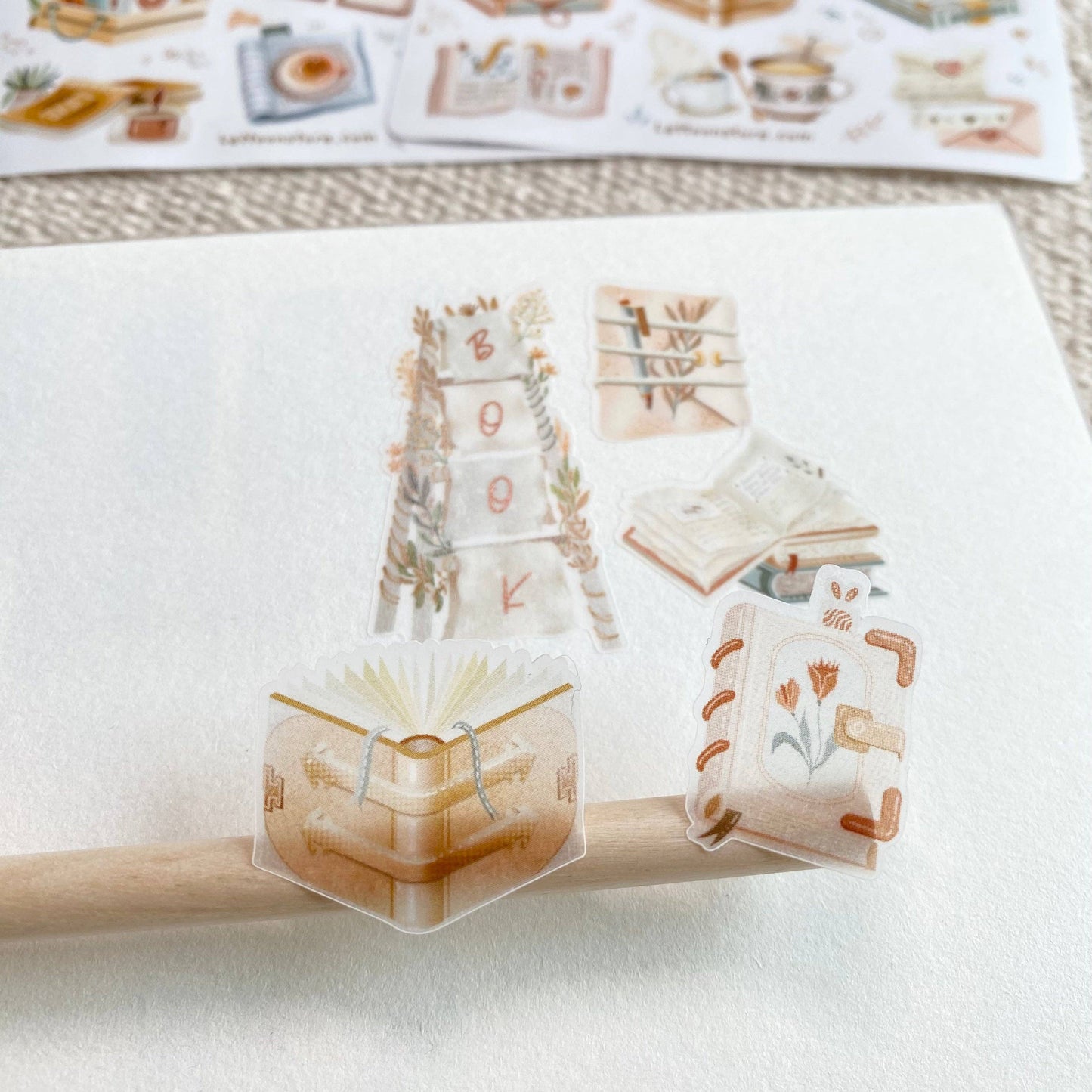 Book Vibes + Cozy Reading Time - Semi-Transparent Sticker Sheets