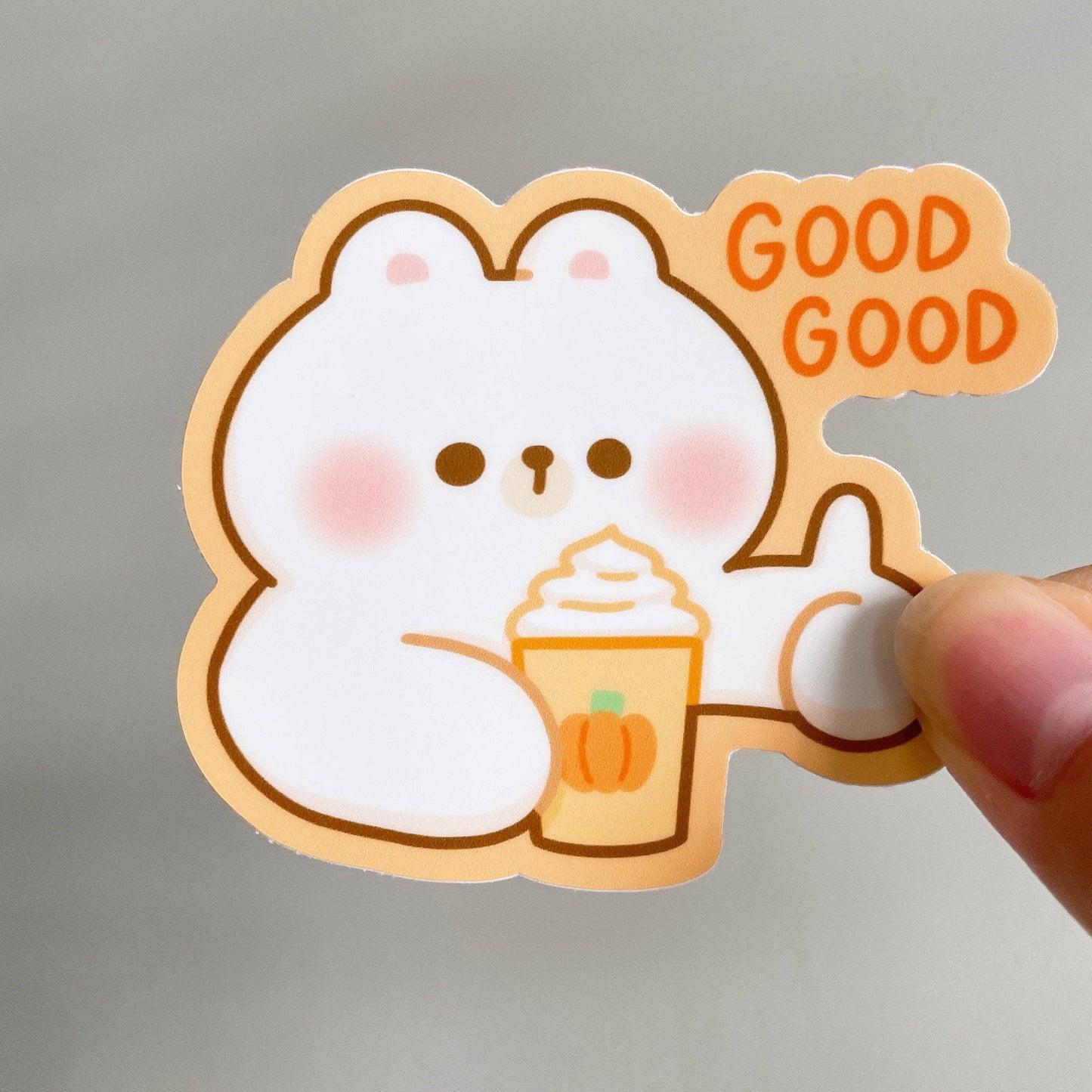 Pumpkin Spice Latte Rice the Bear Vinyl Sticker