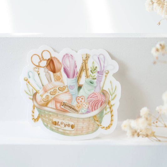 Knitting Basket - Clear Vinyl Sticker