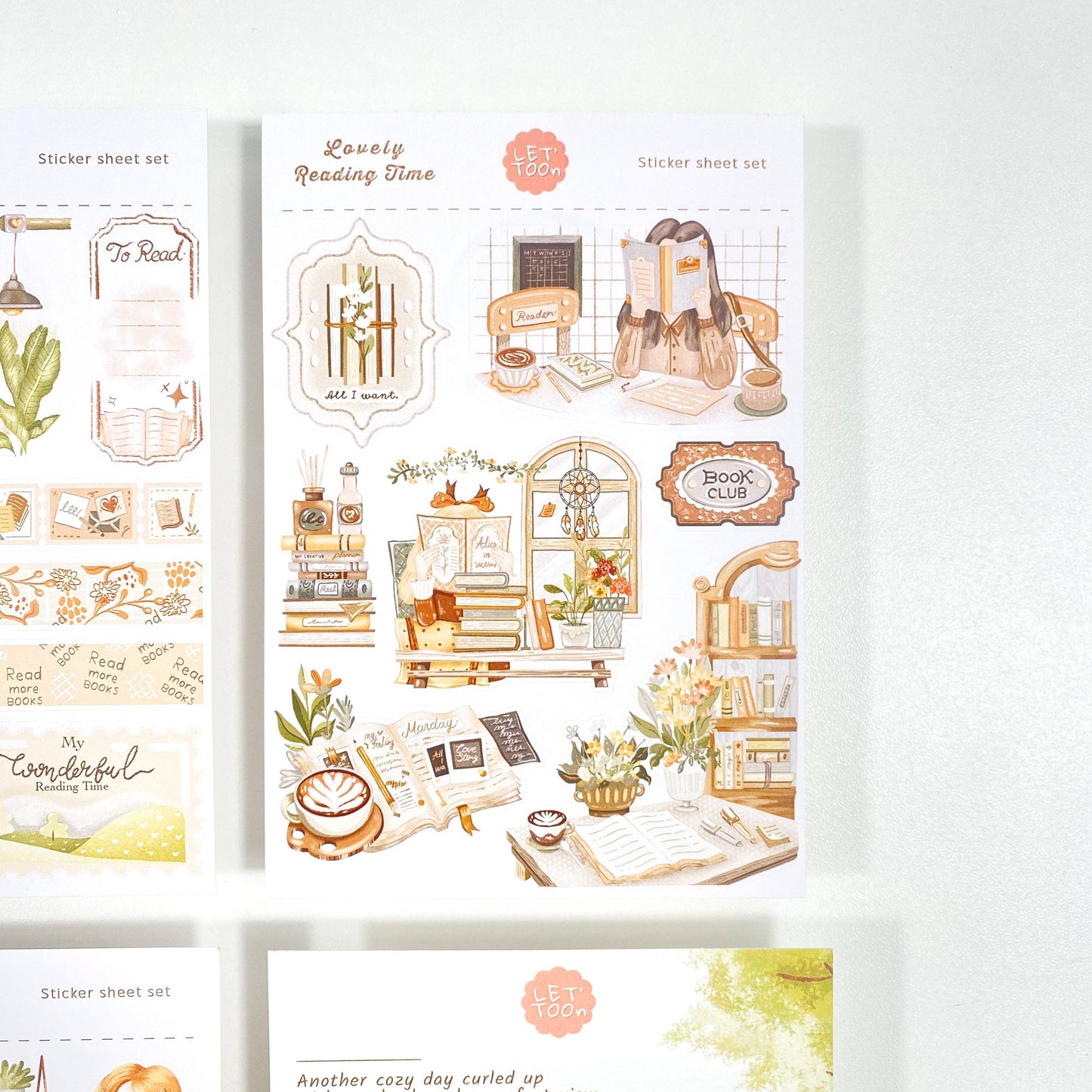 Lovely Reading Time - Sticker Sheet Set of 5 + Postcard