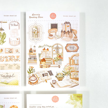 Lovely Reading Time - Sticker Sheet Set of 5 + Postcard