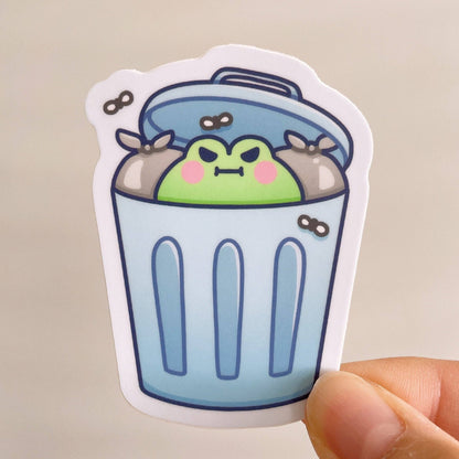 Garbage Can Matcha the Frog Vinyl Sticker