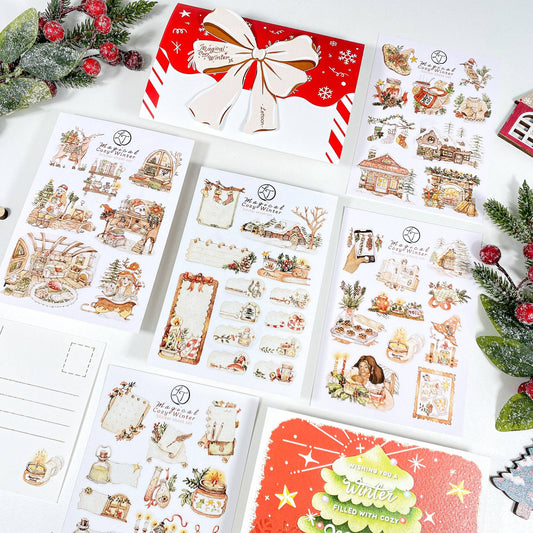 Magical Cozy Winter - Sticker Sheet Set of 5 + Postcard
