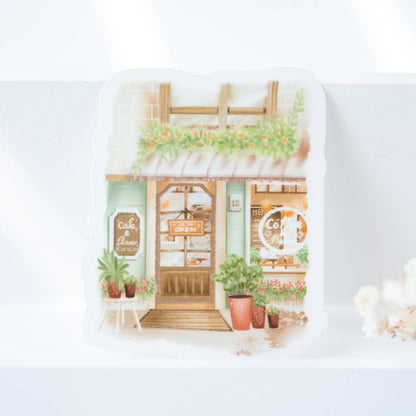 Flower Cafe - Clear Vinyl Sticker