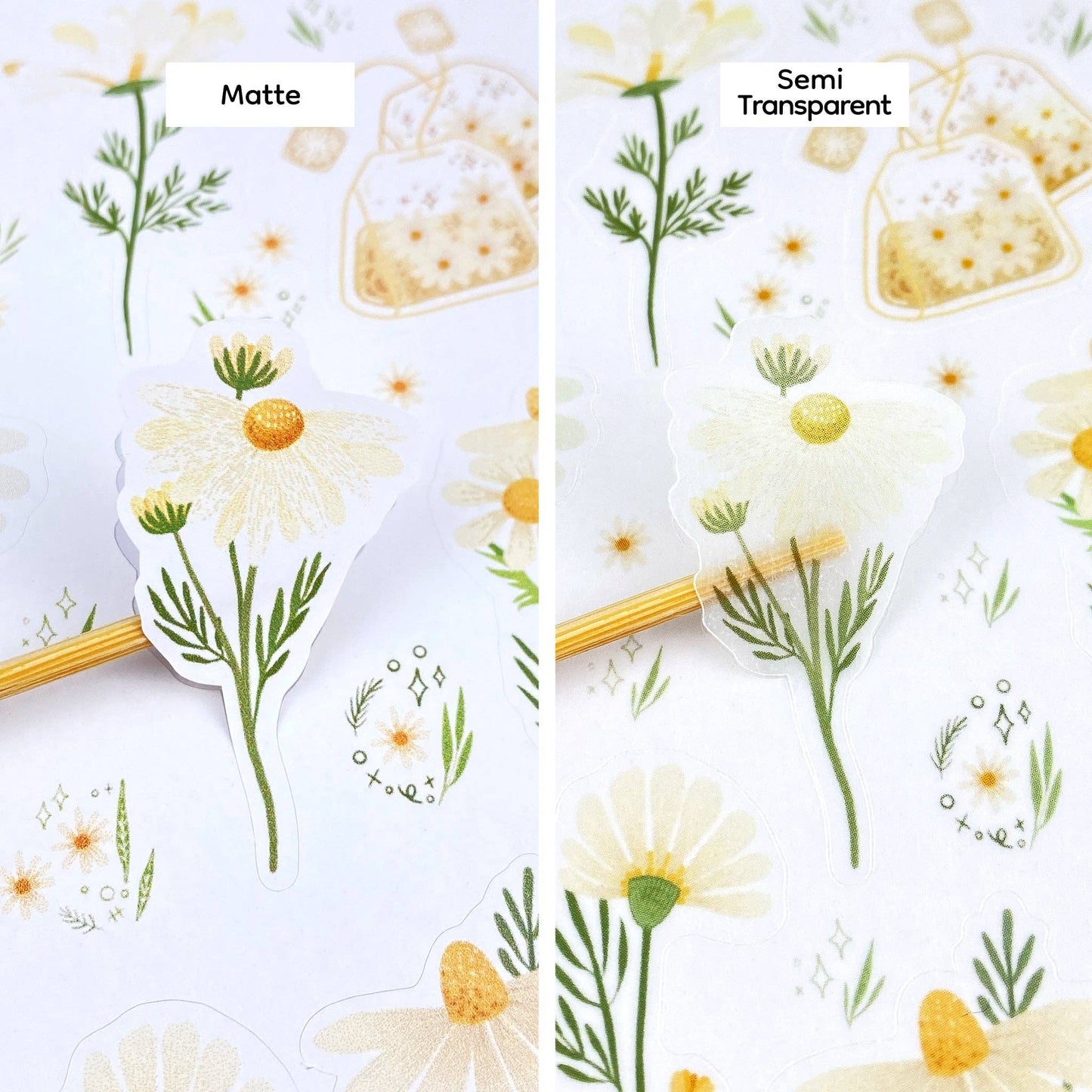 Chamomile & Sunflower - Semi-Transparent Sticker Sheets