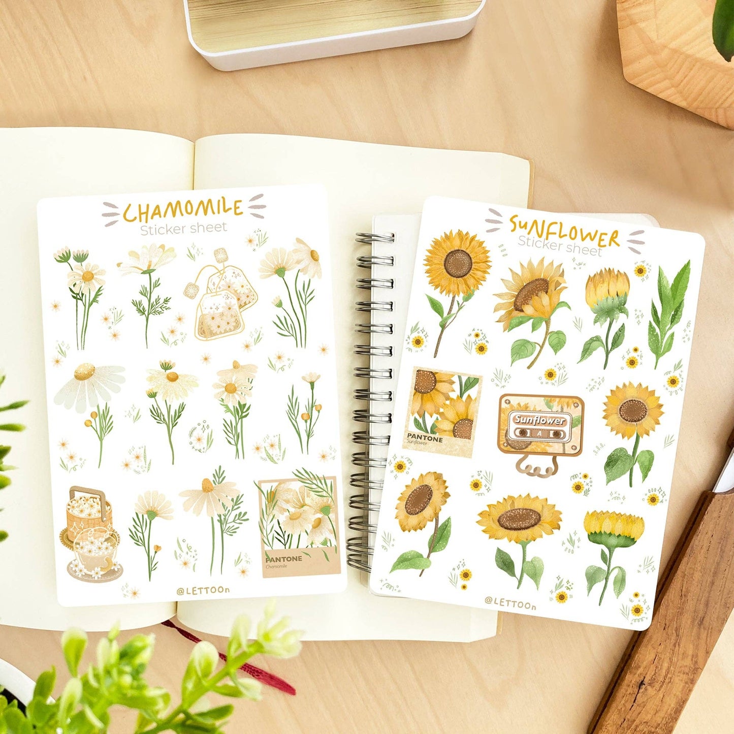 Chamomile & Sunflower - Semi-Transparent Sticker Sheets