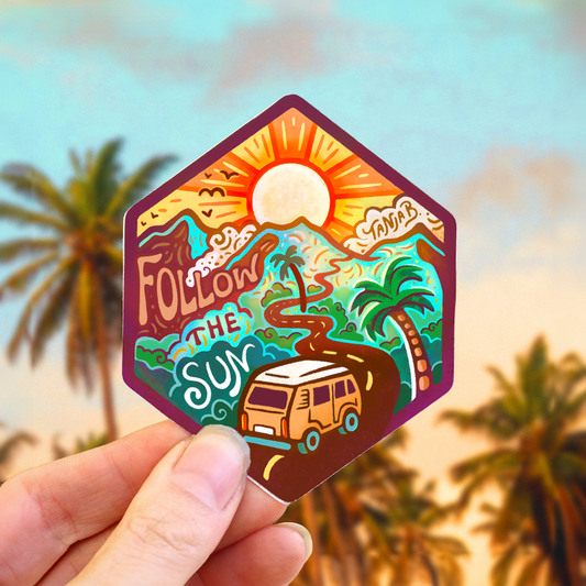 Follow the Sun - Large Waterproof Sticker