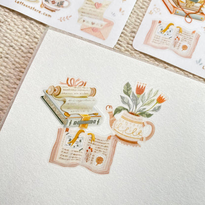 Book Vibes + Cozy Reading Time - Semi-Transparent Sticker Sheets