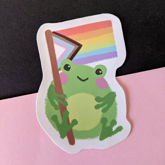 Frog Progress Pride Flag Waterproof Sticker