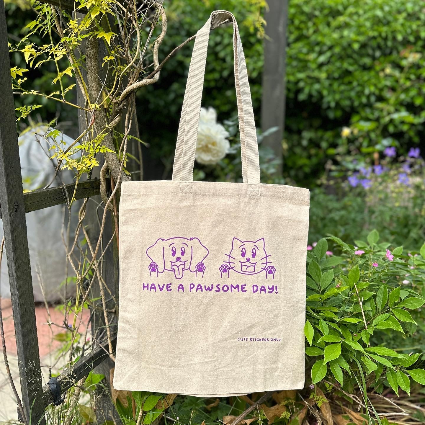 Have a Pawsome Day! Premium Canvas Tote Bag (10oz thick, 100% recycled cotton)