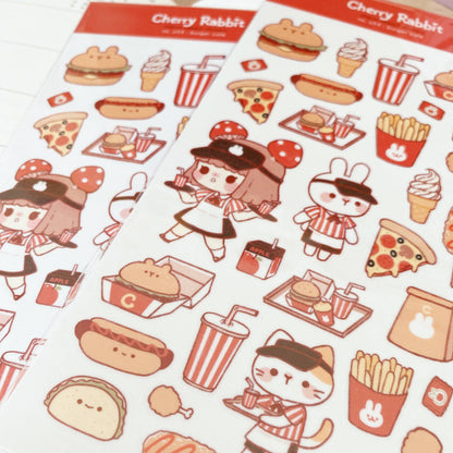 Burger Cafe Sticker Sheet