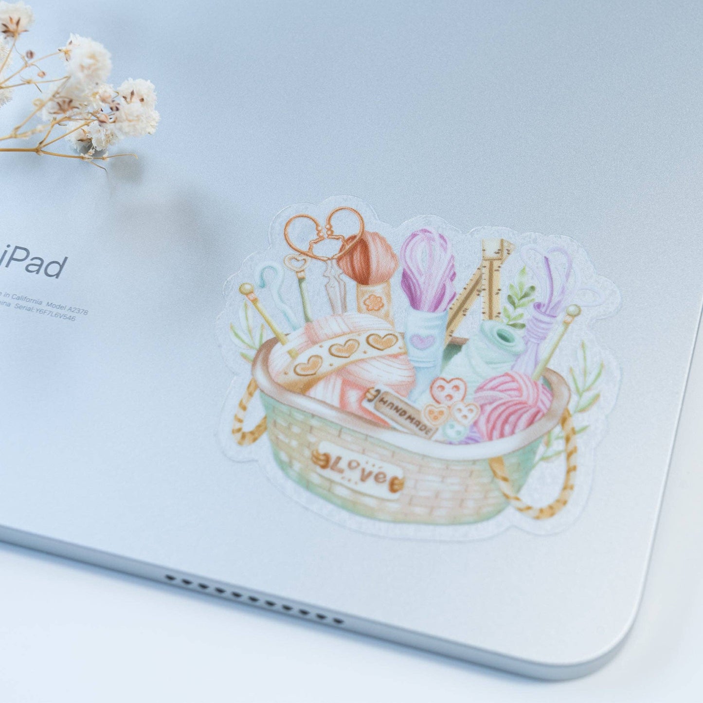 Knitting Basket - Clear Vinyl Sticker