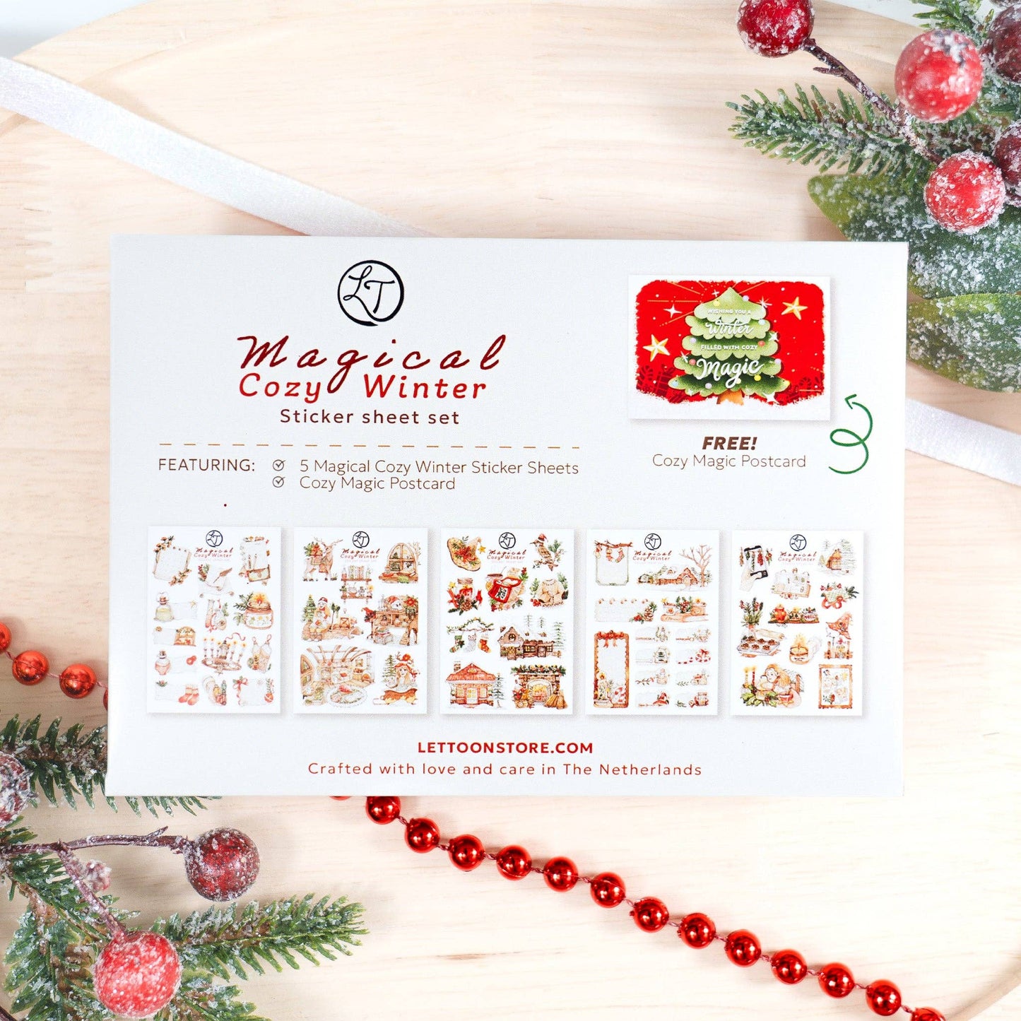 Magical Cozy Winter - Sticker Sheet Set of 5 + Postcard