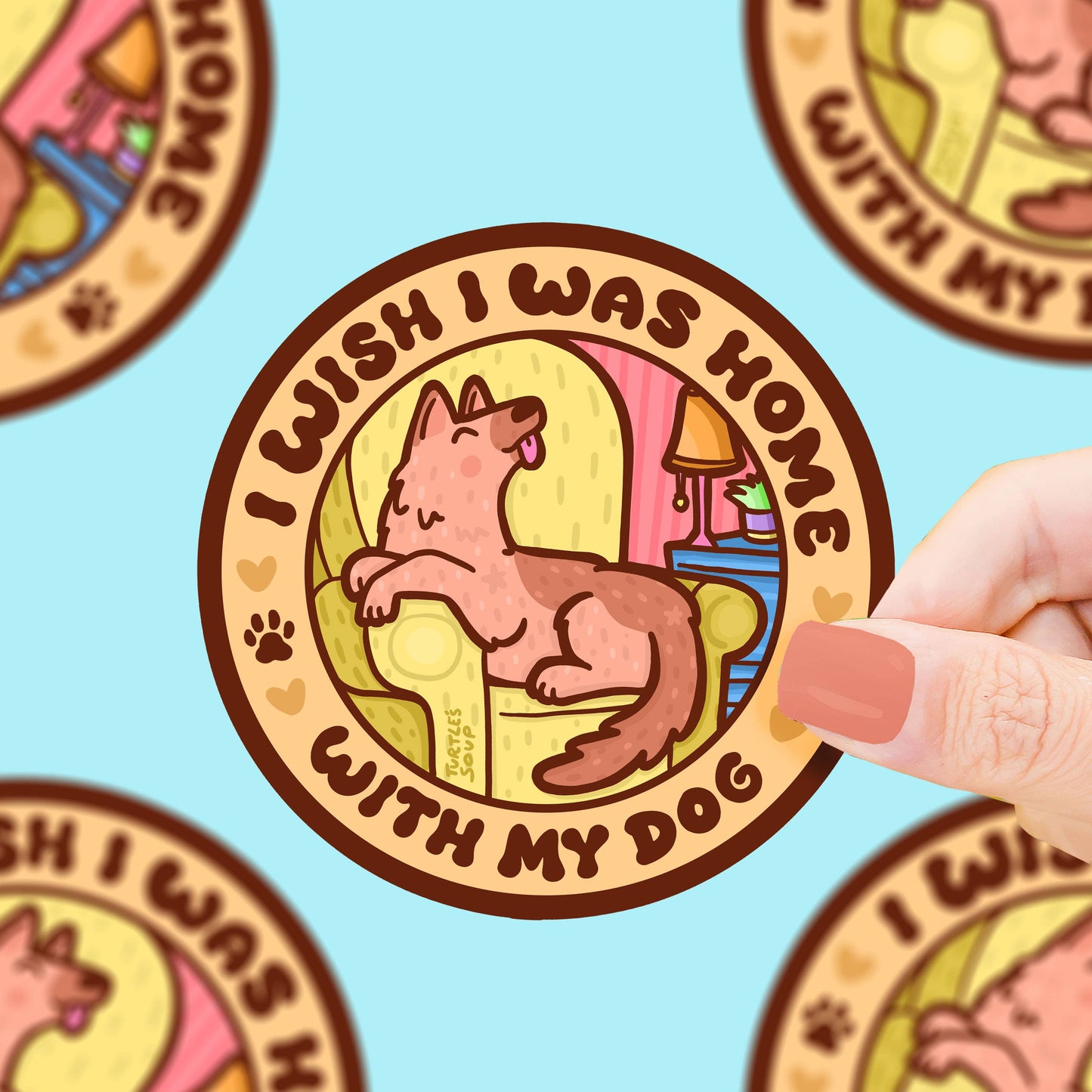 Wish I Was Home With My Dog Vinyl Sticker