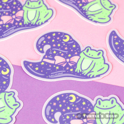 Witches Hat and Frog Halloween Vinyl Sticker