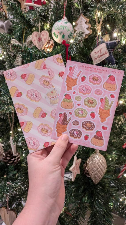 Strawberry Desserts - Premium Sticker Sheet