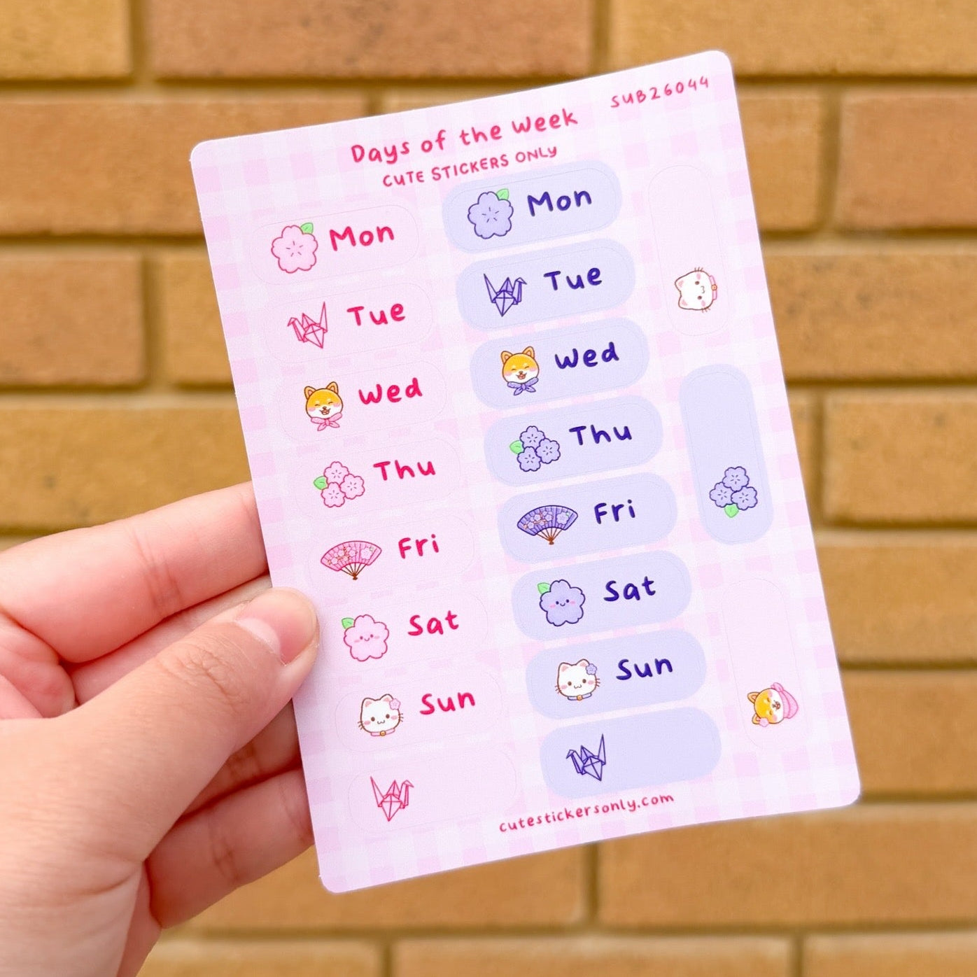 Cherry Blossoms Days of the Week - Sticker Sheet