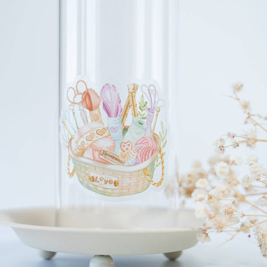 Knitting Basket - Clear Vinyl Sticker