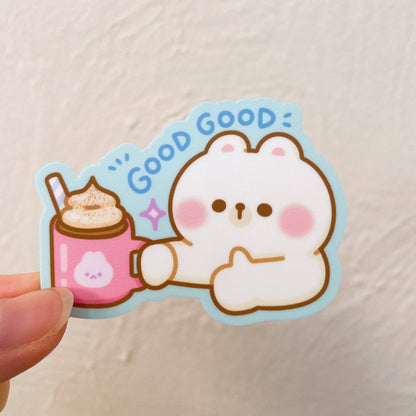 Hot Chocolate Peppermint Mocha Bear Vinyl Sticker