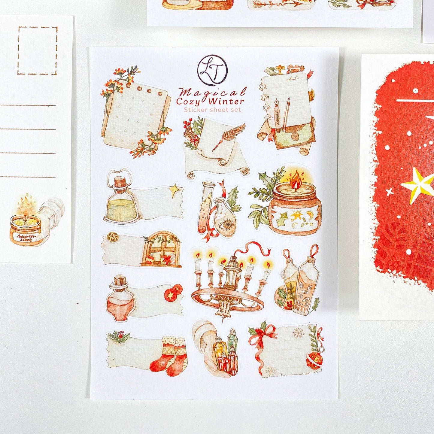 Magical Cozy Winter - Sticker Sheet Set of 5 + Postcard
