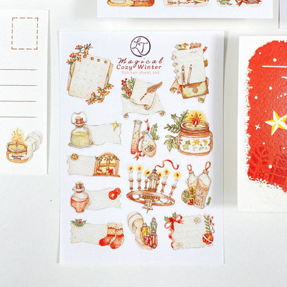 Magical Cozy Winter - Sticker Sheet Set of 5 + Postcard