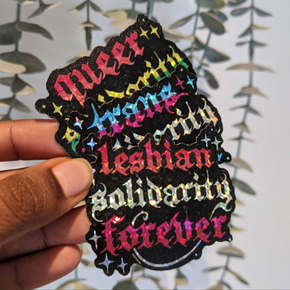 Queer Solidarity Forever Glitter Sticker