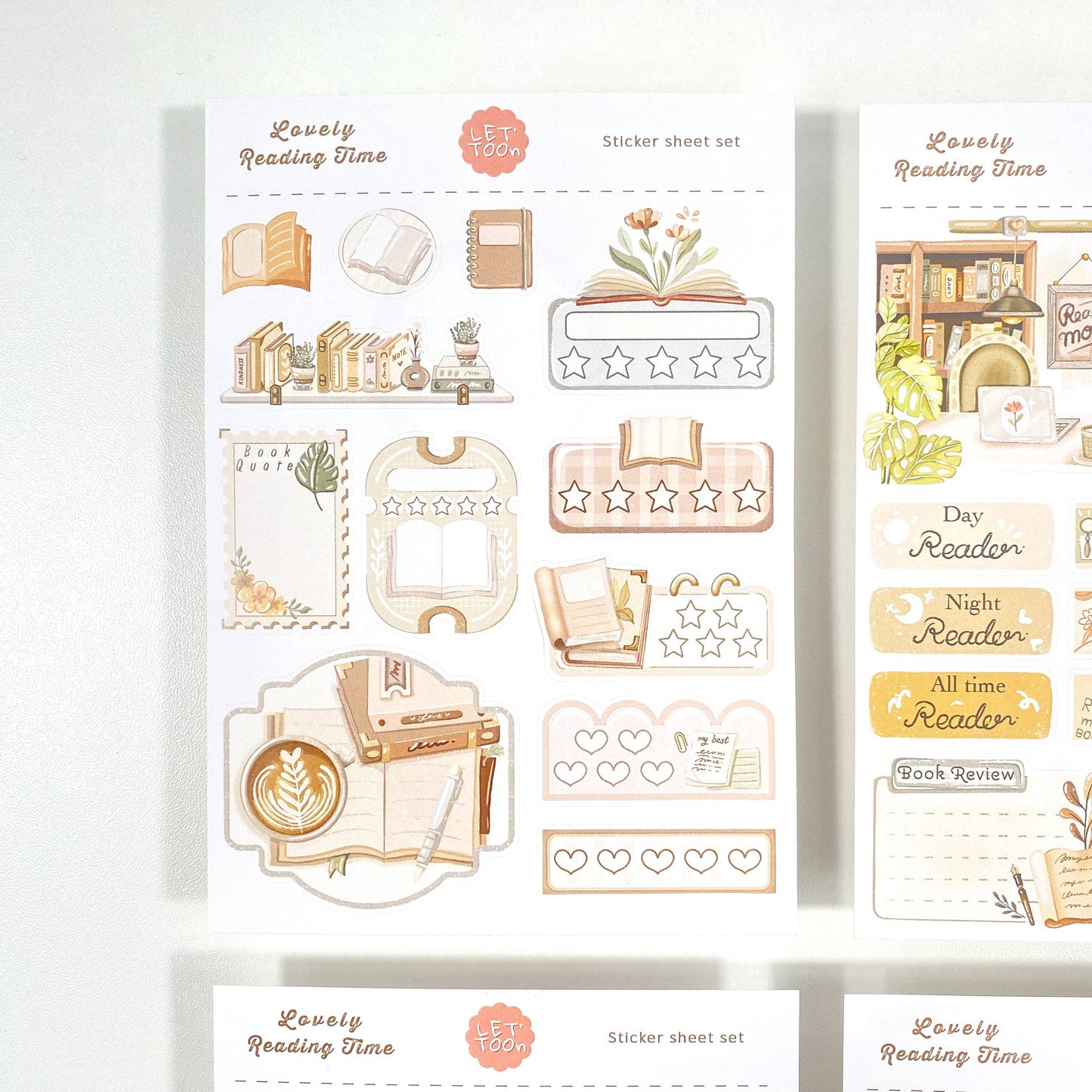 Lovely Reading Time - Sticker Sheet Set of 5 + Postcard