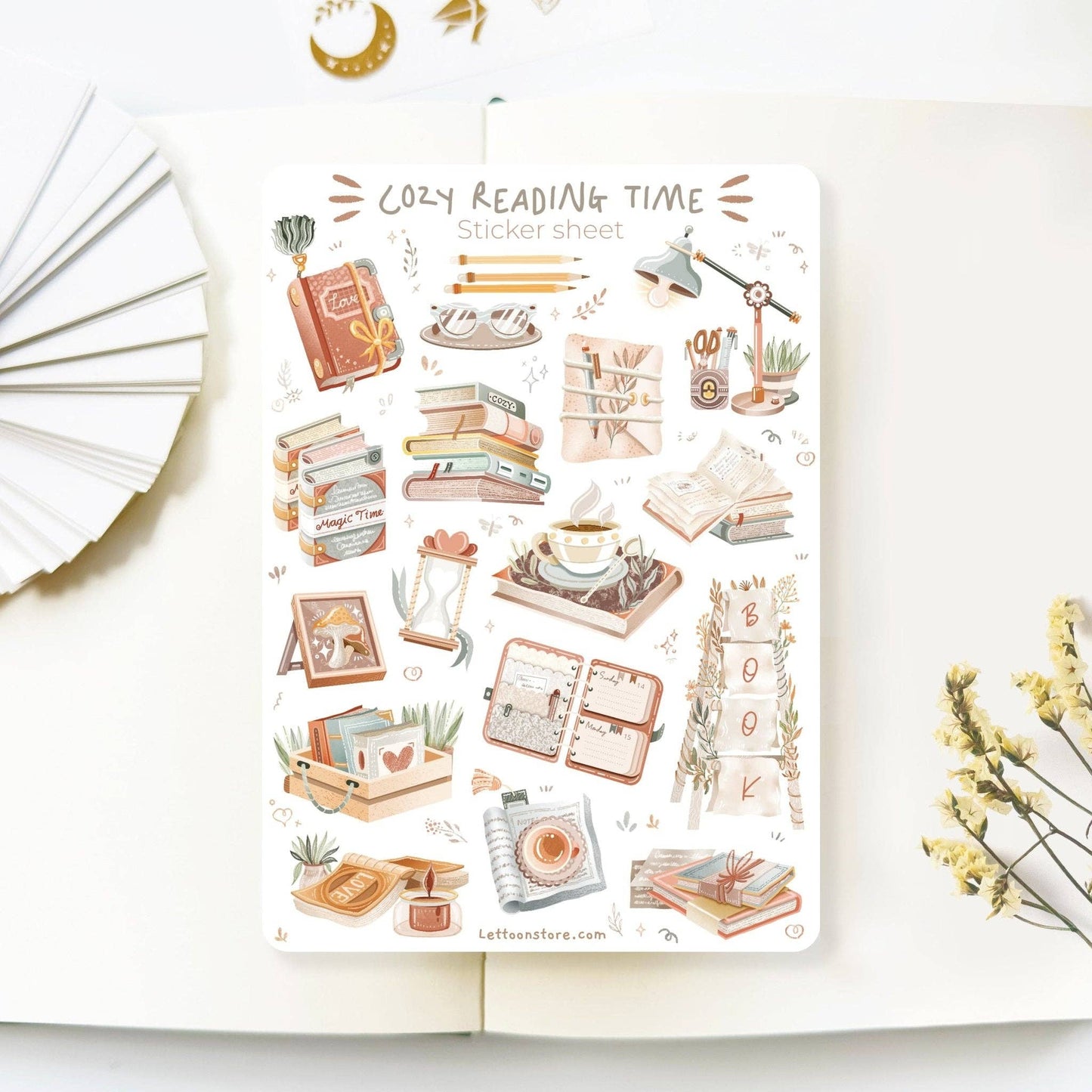 Book Vibes + Cozy Reading Time - Semi-Transparent Sticker Sheets