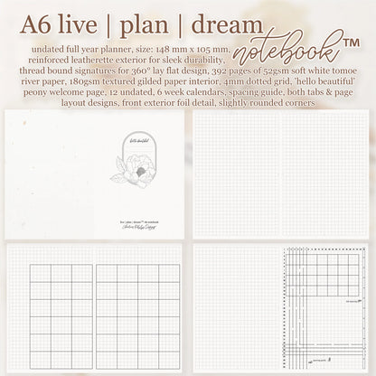 A6 Live | Plan | Dream™ Notebook by Lauren Phelps Designs