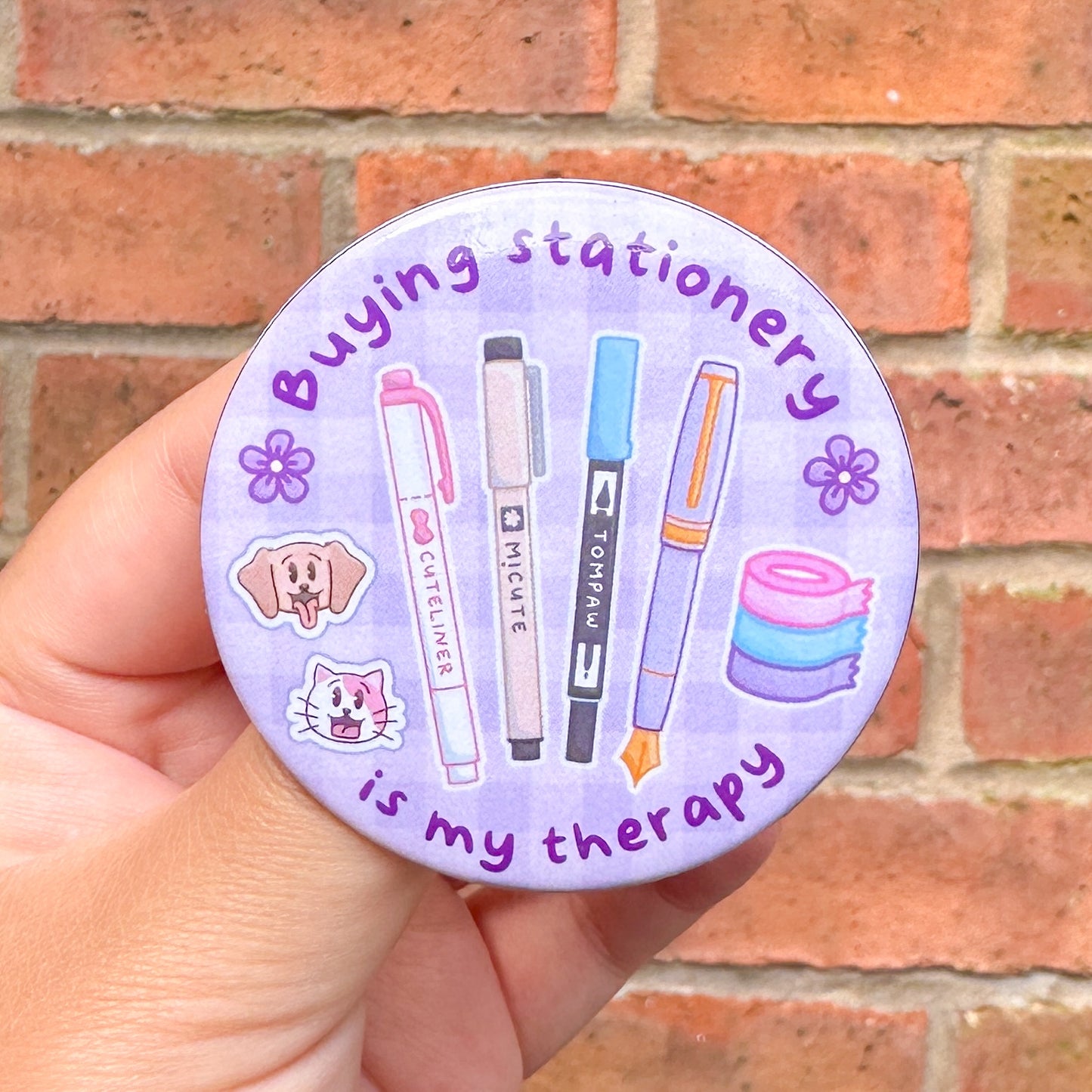 Buying stationery is my therapy - 2.25" Pin Badge