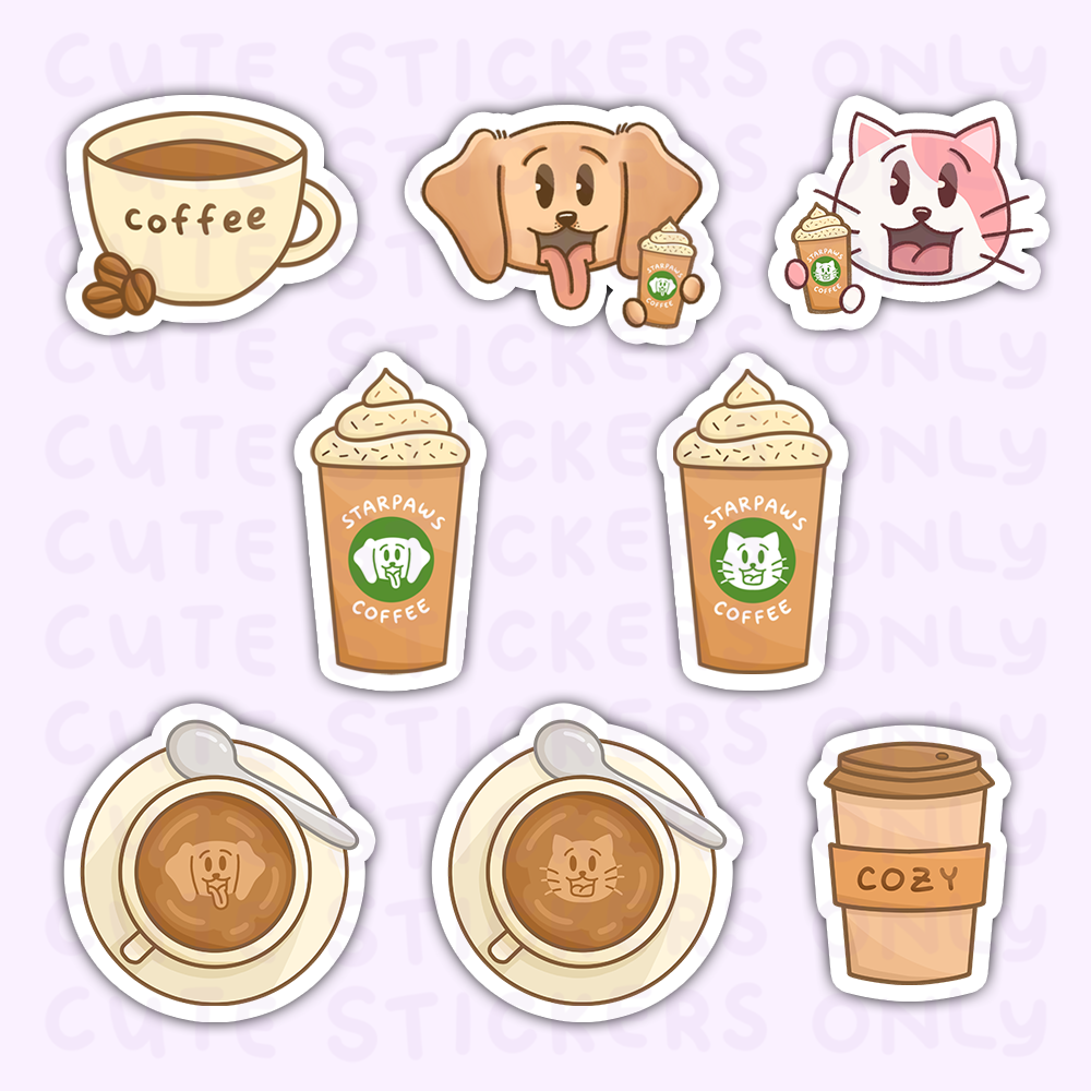 Coffee Date - Joey and Cake Die Cut Stickers