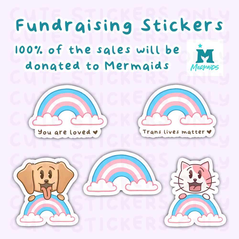 Trans Rainbow - Joey and Cake Fundraising Die Cut Stickers