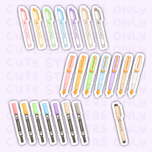 Rainbow Pens - Die Cut Stickers