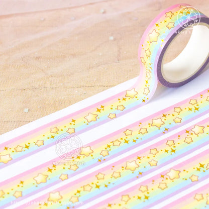 Rainbow Stars Washi Tape with Gold Foil